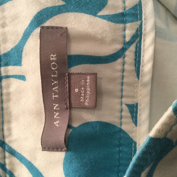 Ann Taylor Light Turquoise and White Cotton Skirt - Picture 3 of 6